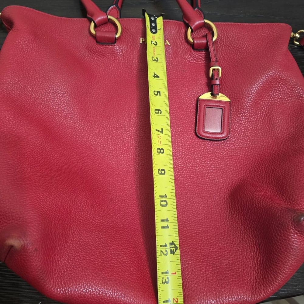 Prada Red Leather Satchel with Gold Details - Picture 4 of 11